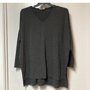ZENANA‎ Gray V Neck Long Sleeve Tunic Top Women's Size S